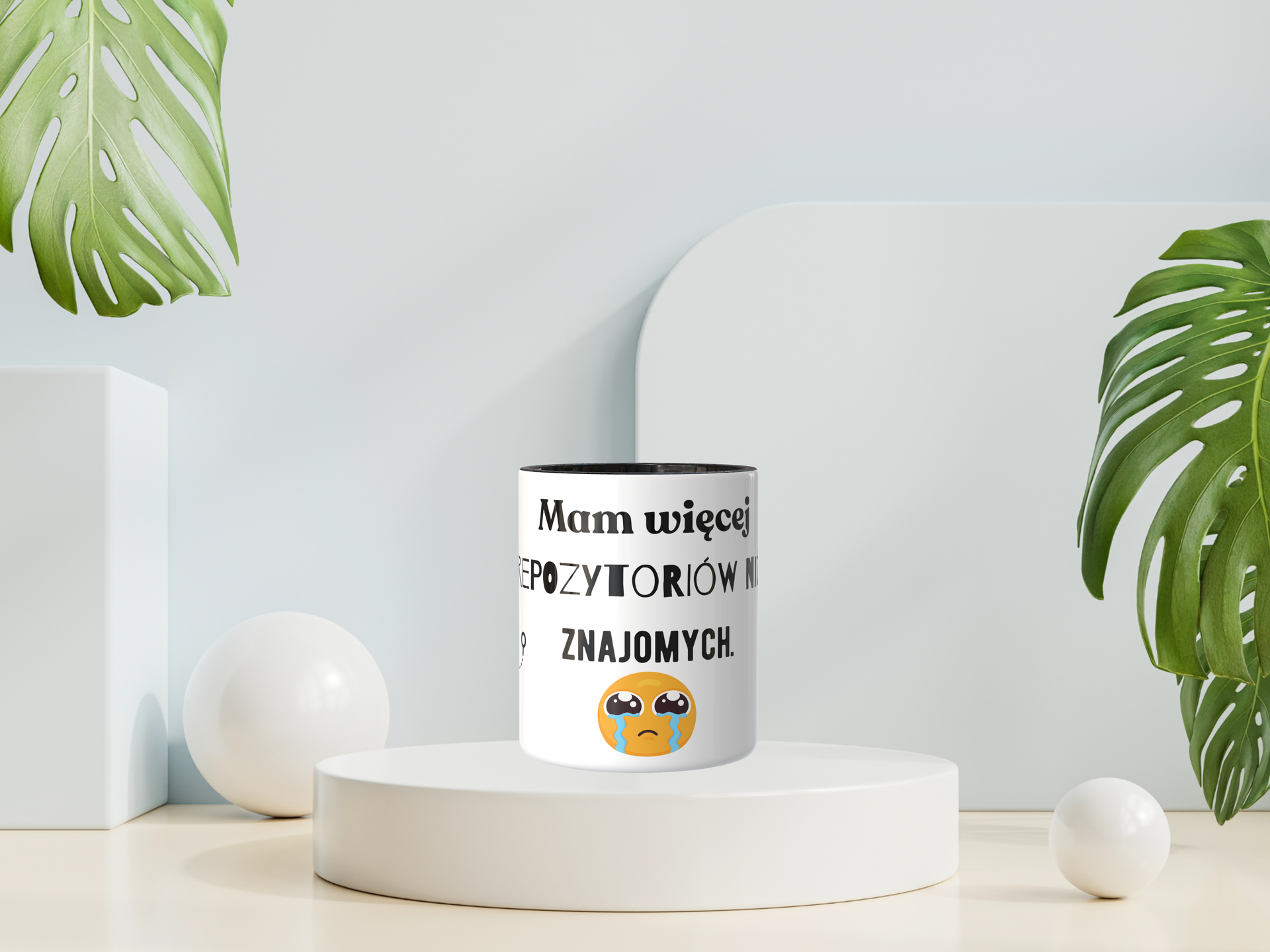 Śmieszny Kubek Dla Programistow - Mam więcej repozytoriów niż znajomych