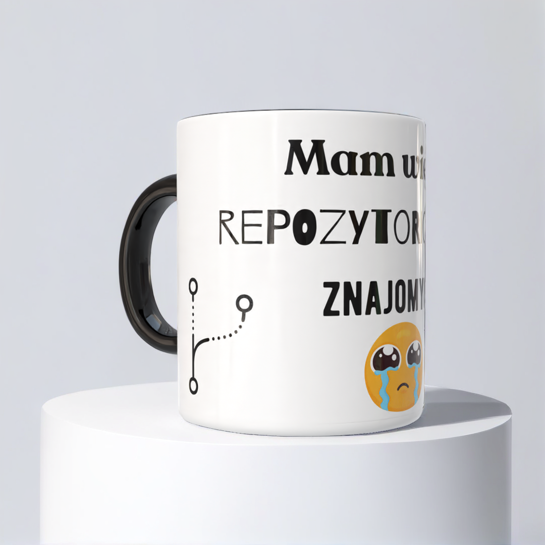 Śmieszny Kubek Dla Programistow - Mam więcej repozytoriów niż znajomych