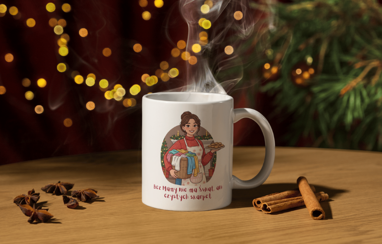 Świąteczny Kubek na Święta - Bez Mamy nie ma Świąt ani czystych skarpet - obrazek 3