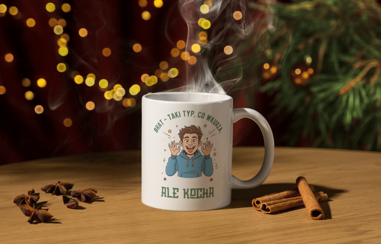 Świąteczny Kubek na Święta - Brat - taki typ, co wkurza, ale kocha - obrazek 3