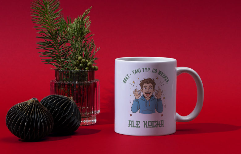 Świąteczny Kubek na Święta - Brat - taki typ, co wkurza, ale kocha - obrazek 5