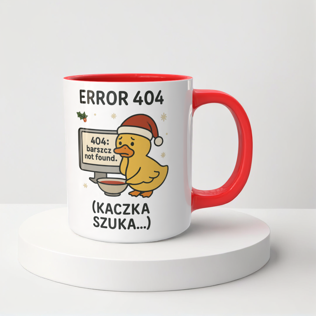 Świąteczny Kubek na Święta - Error 404, kaczka szuka