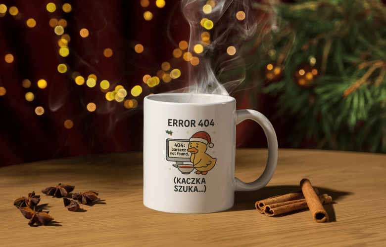 Świąteczny Kubek na Święta - Error 404, kaczka szuka - obrazek 2