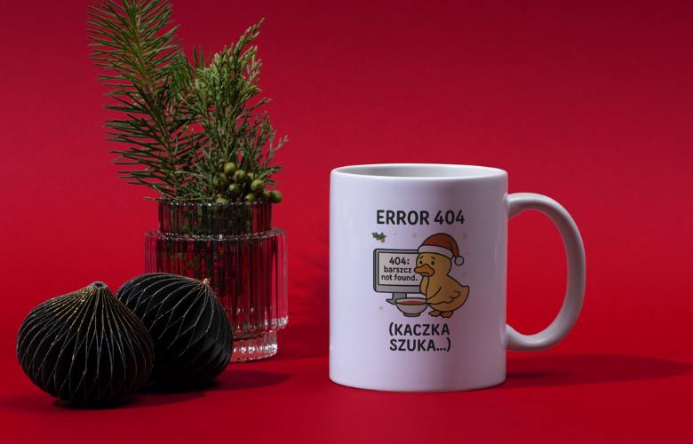 Świąteczny Kubek na Święta - Error 404, kaczka szuka - obrazek 6