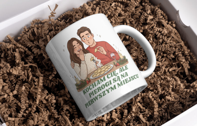 Świąteczny Kubek na Święta - Kocham Cię, ale pierogi są na pierwszym miejscu - obrazek 5