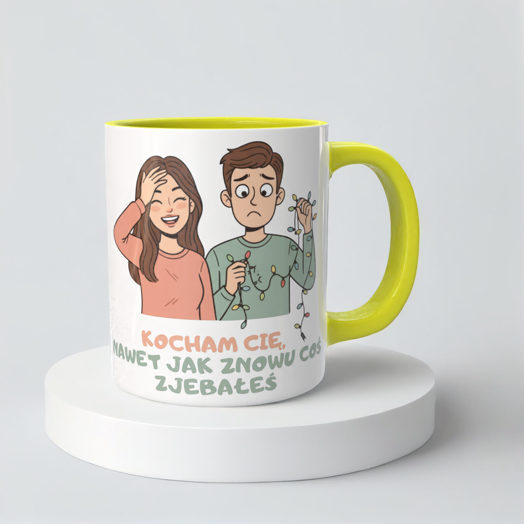 Świąteczny Kubek na Święta - Kocham Cię, nawet jak znowu coś zjebałeś