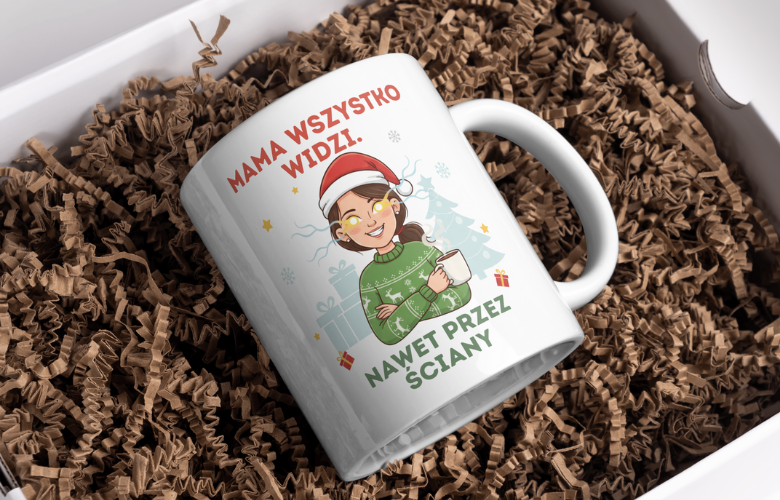 Świąteczny Kubek na Święta - Mama wszystko widzi. Nawet przez ściany - obrazek 3