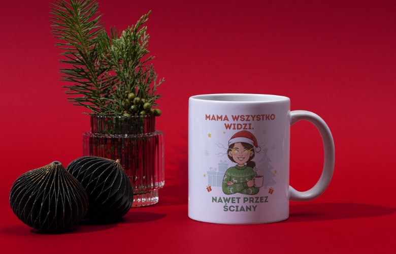 Świąteczny Kubek na Święta - Mama wszystko widzi. Nawet przez ściany - obrazek 2