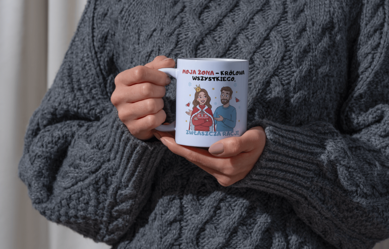 Świąteczny Kubek na Święta - Moja żona - królowa wszystkiego, zwłaszcza racji - obrazek 2