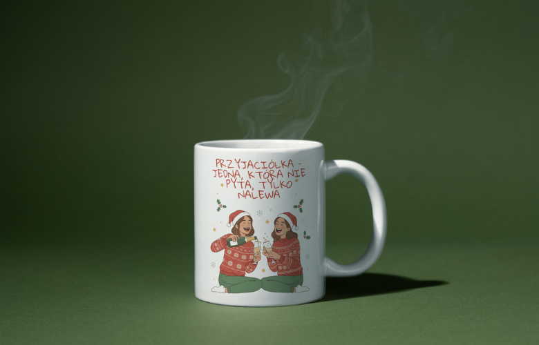 Świąteczny Kubek na Święta - Przyjaciółka - jedna, która nie pyta, tylko nalewa - obrazek 2