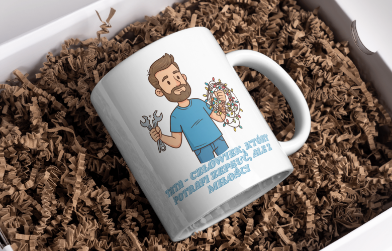 Świąteczny Kubek na Święta - Tata - człowiek, który potrafi zepsuć, ale z miłości - obrazek 4