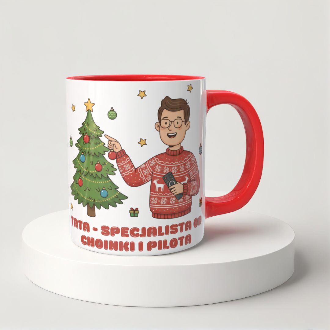 Świąteczny Kubek na Święta - Tata - specjalista od choinki i pilota
