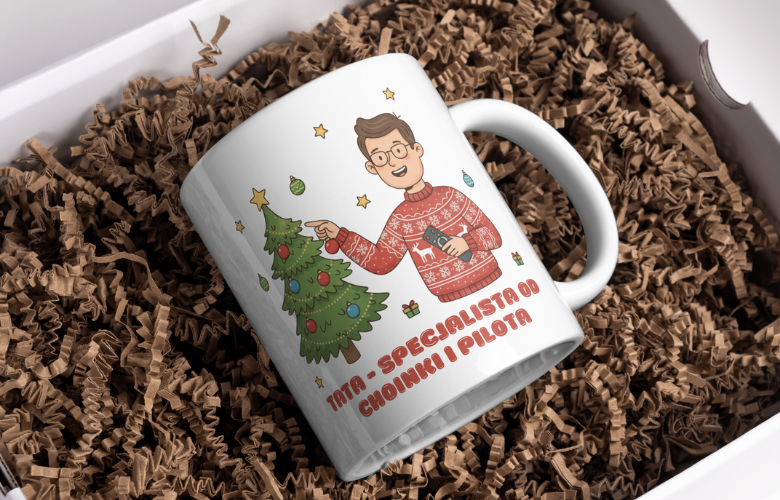 Świąteczny Kubek na Święta - Tata - specjalista od choinki i pilota - obrazek 4