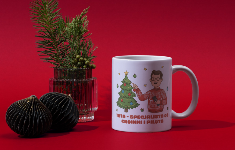 Świąteczny Kubek na Święta - Tata - specjalista od choinki i pilota - obrazek 3